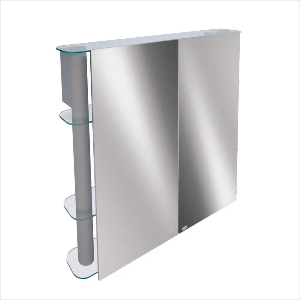Armário para Banheiro Cris Slip II Silver com Prateleiras