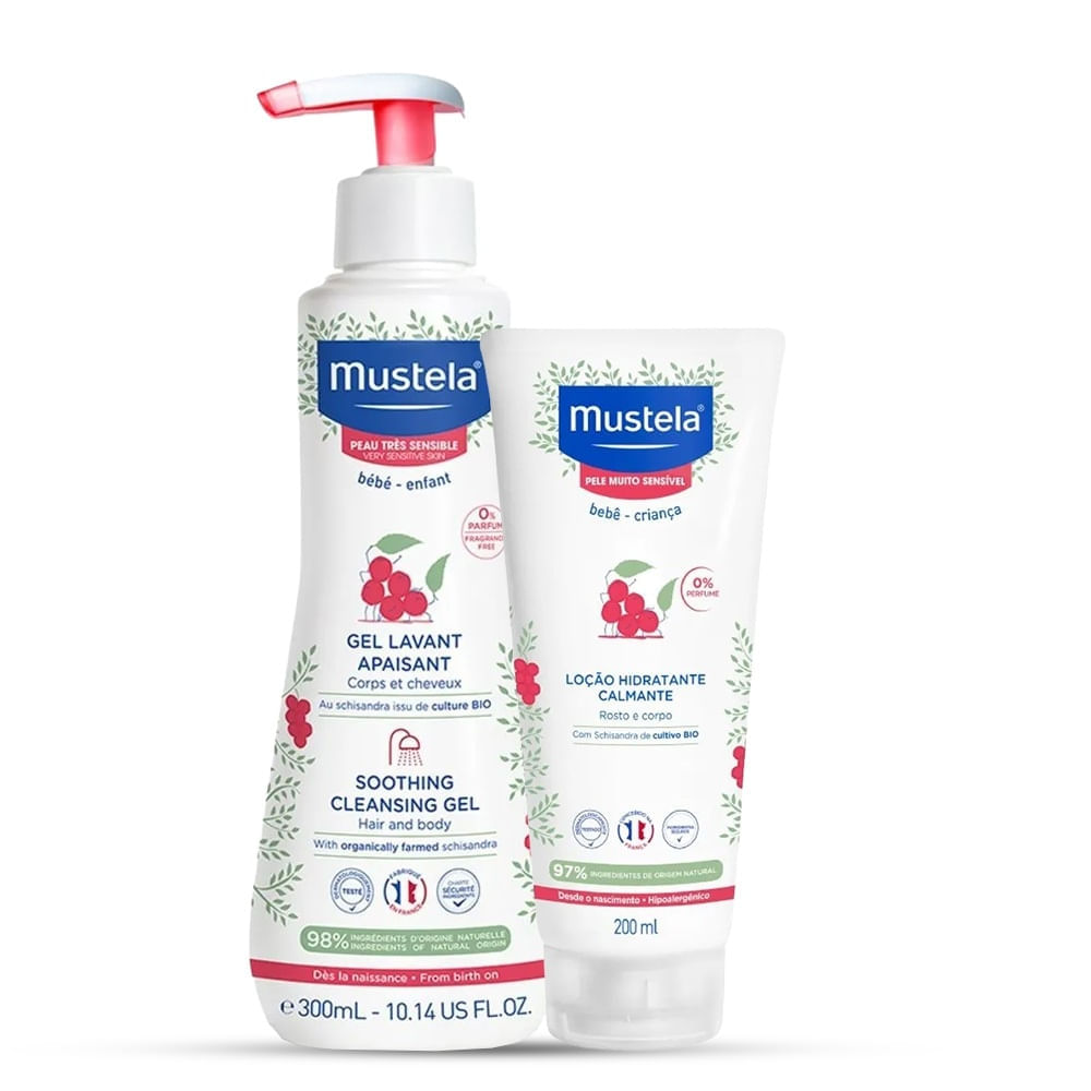 Mustela Kit Pele Muito Sensível - Gel Lavante Calmante 300ml + Hidratante Calmante 200ml