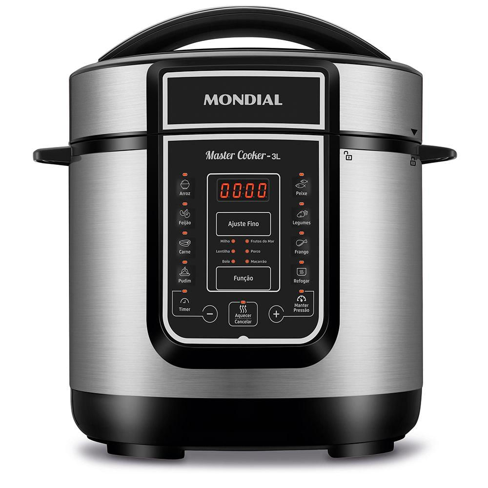 Panela Elétrica de Pressão Mondial 3L Inox Preto PE-40 220
