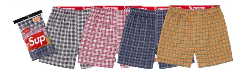 Hanes x Supreme Cueca Plaid Boxers Multicolor (4 Pack) FW26-W1 — P / M, Novo