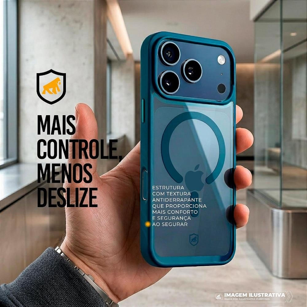 Foto 3 de Capa case capinha para iPhone 18 Pro - Magsafe Wave Transparente - Azul - Gshield