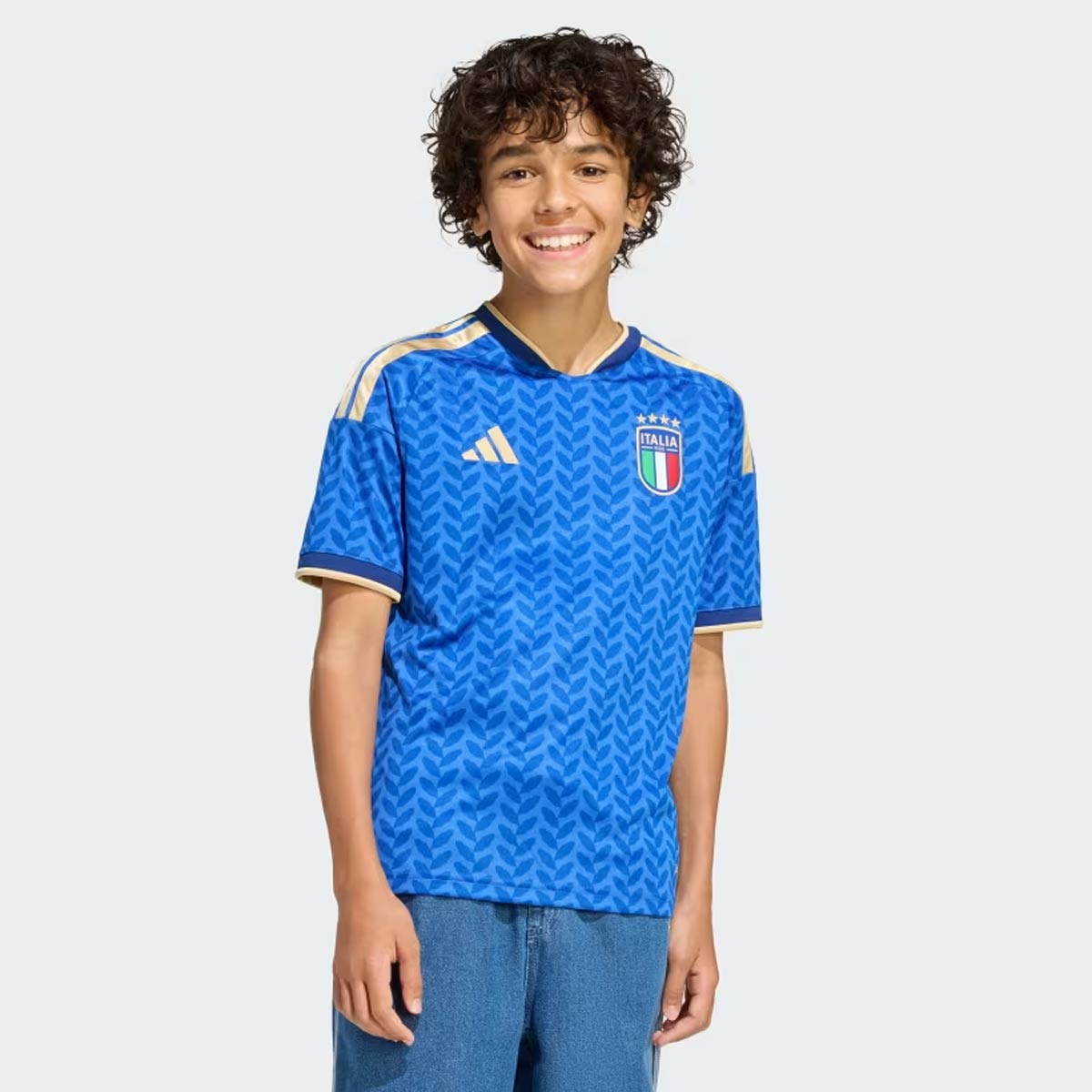 Camisa Adidas Itália Home 2026 Juvenil Azul