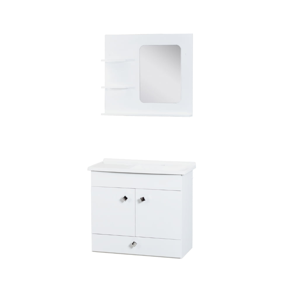 Kit Com Espelheira Pamplona 64Cm Branco Corso