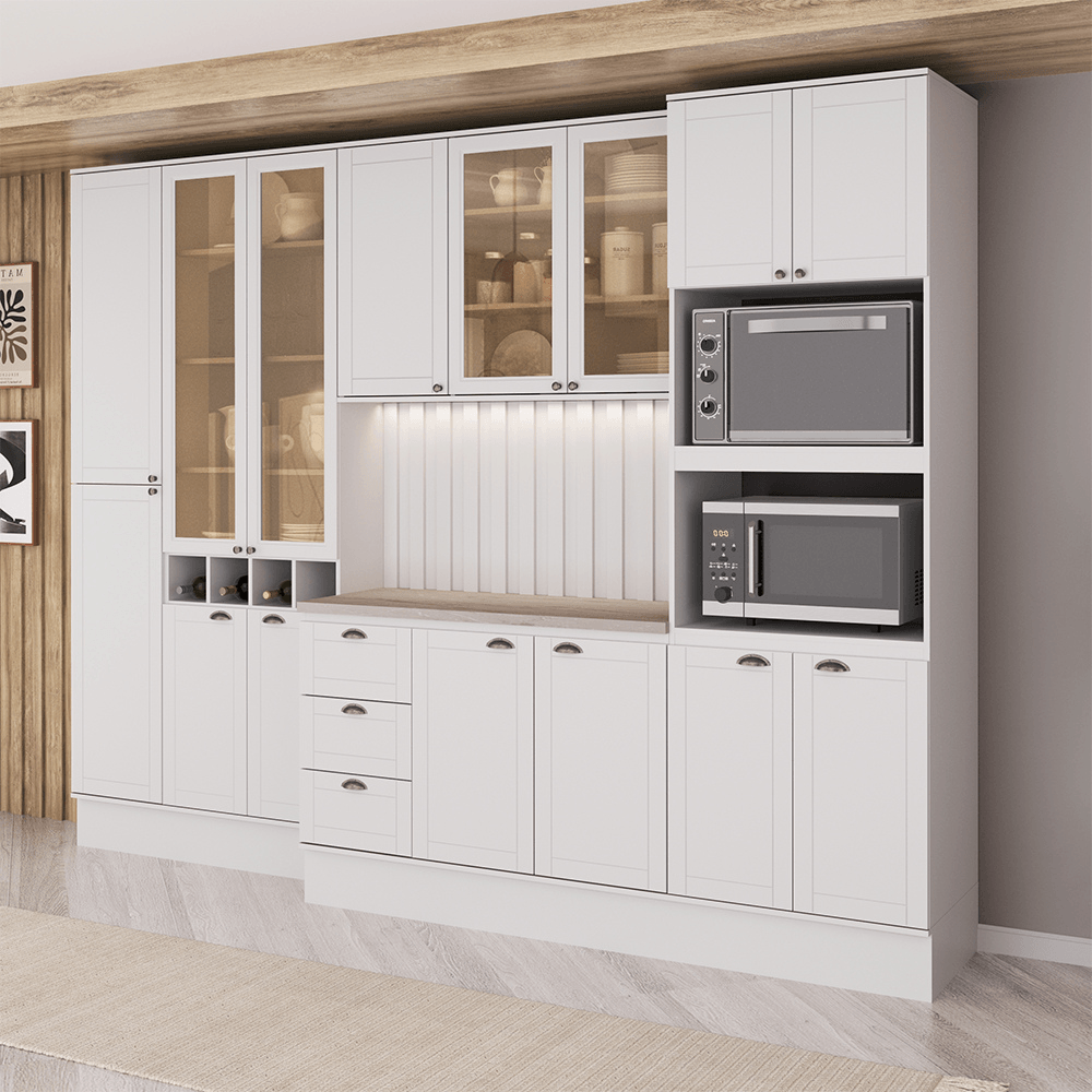 Armário de Cozinha Completa com Balcão Milla Line Easy Carraro Branco