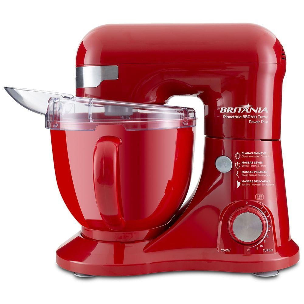 Batedeira Planetária Britânia BBP760VMW 4,5L 700W Vermelho 220V