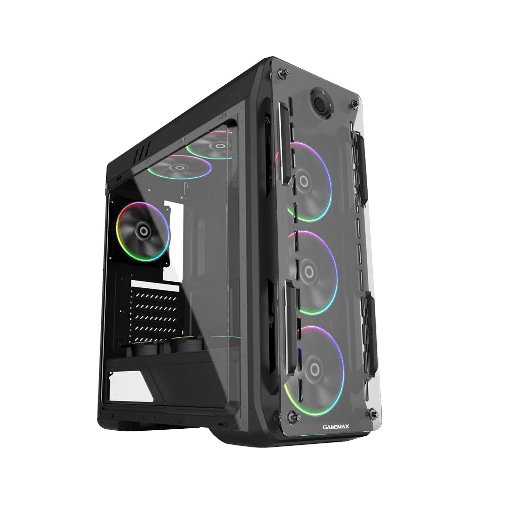 Gabinete Gamer Gamemax G510-BK-DBB Optical Lateral Acrílico 3 Fans Leds Rainbow
