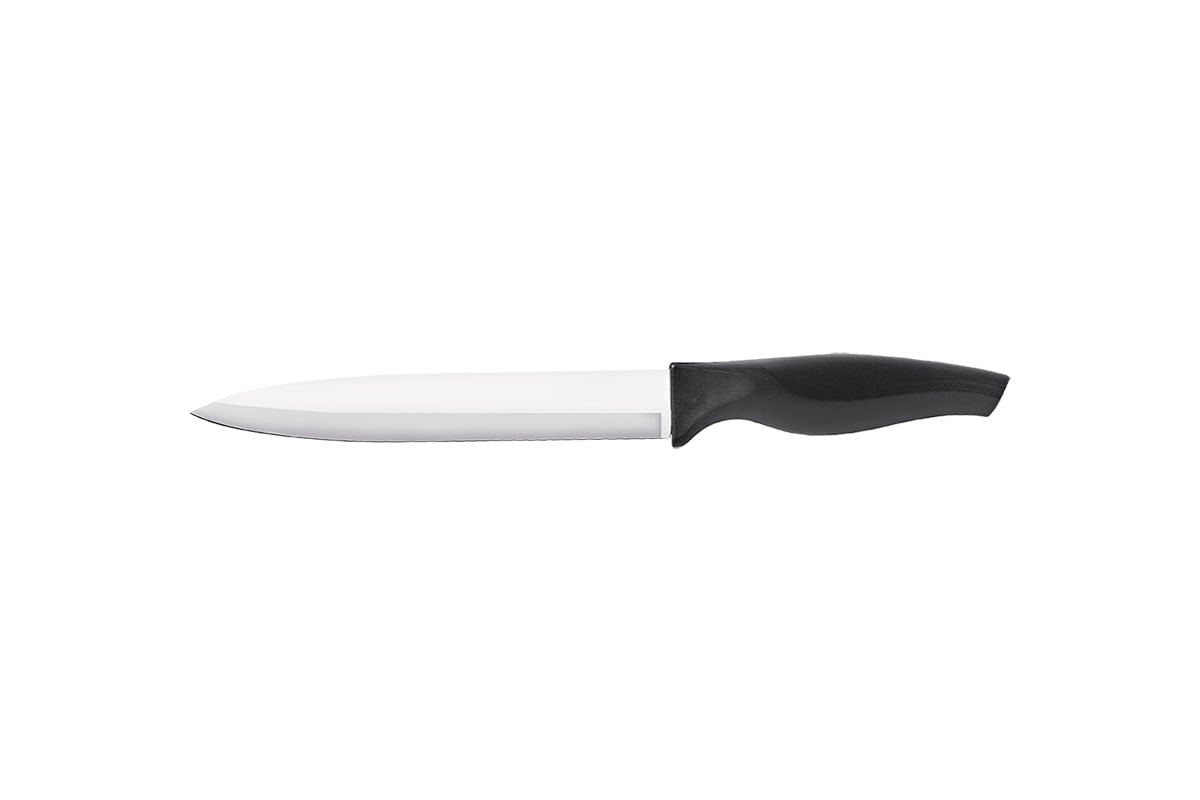 Faca Cozinha 7 polegadas lâmina de aço inoxidável polido e temperado cabo preto Cross Brinox ideal para todos os tipos de corte. Inox e Preto