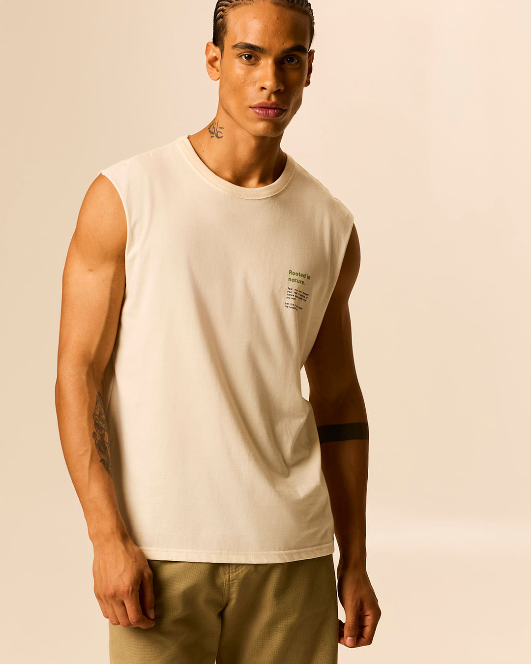 Regata Masculina Machão Alça Larga Estampada Em Algodão — Off White - XGG