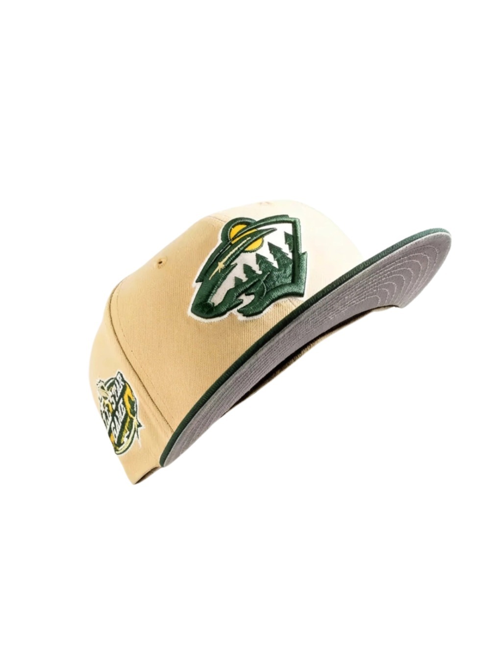 Boné New Era Minnesota Wild Timber Fitted 59FIFTY Cream Dark Green — 7-7/8, Novo