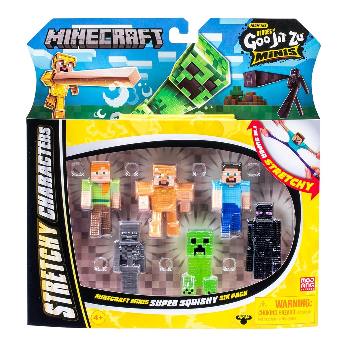 6 Mini Bonecos Elásticos do Minecraft - Goo Jit Zu Minecraft