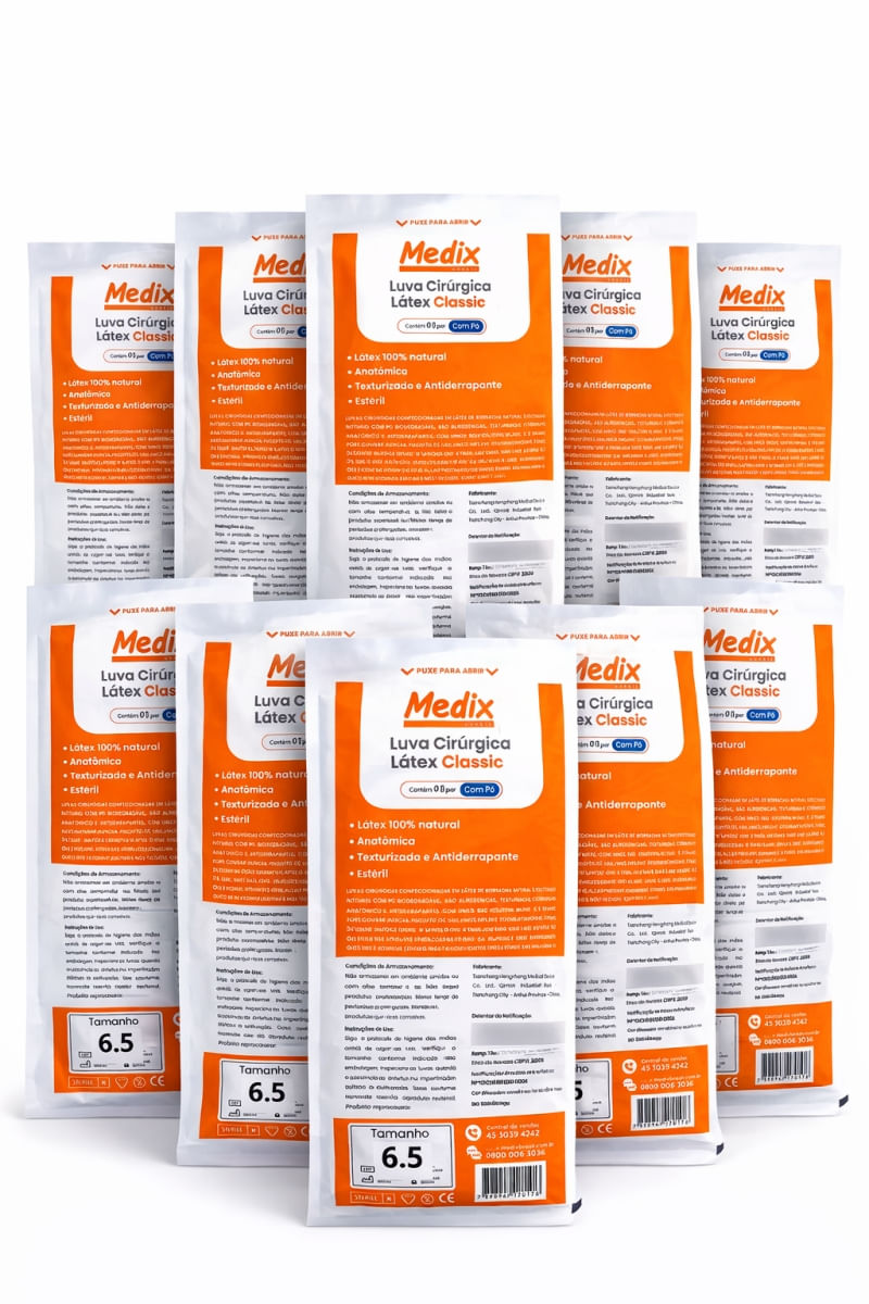 10 Luva Cirurgica Latex Esteril C/Po Medix Tam 6.5 Par