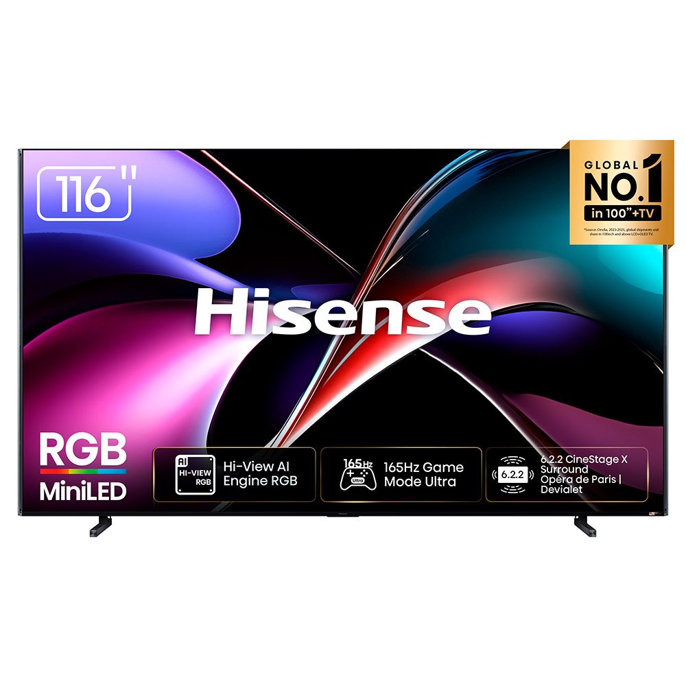 Smart TV 4K Hisense RGB Mini LED 116” Polegadas, HDR10+, 165Hz e Wi-Fi - 116UX