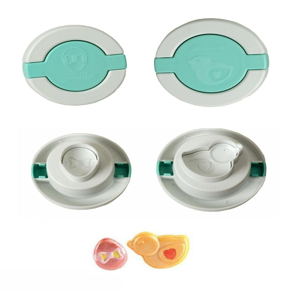 Kit 2 Cortadores Páscoa 3D Confeitaria Biscoito Silikomart