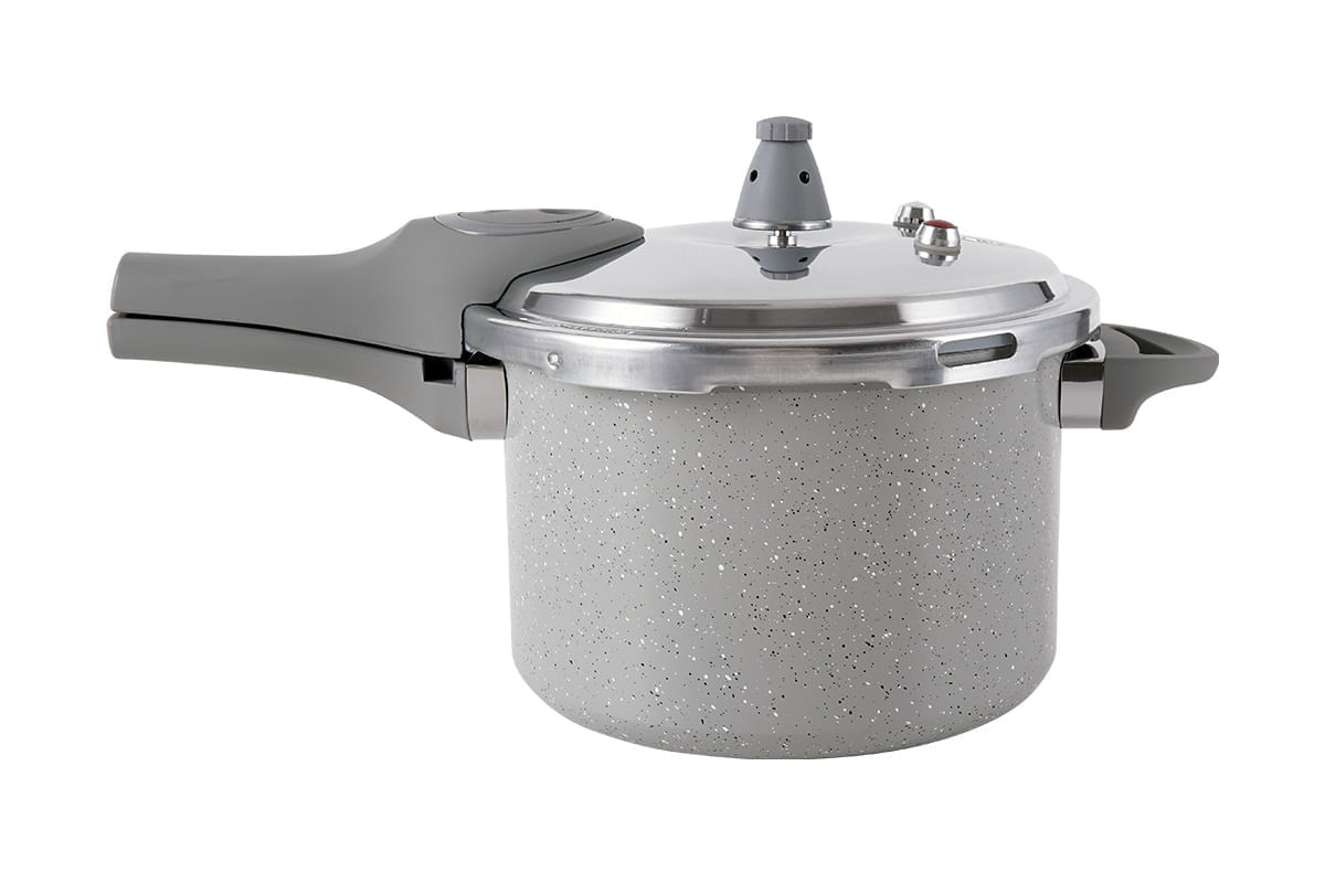 Panela de Pressão Indução Brinox Antiaderente Ceramic Life 4,2 L Marble Blend Cinza Claro Cinza