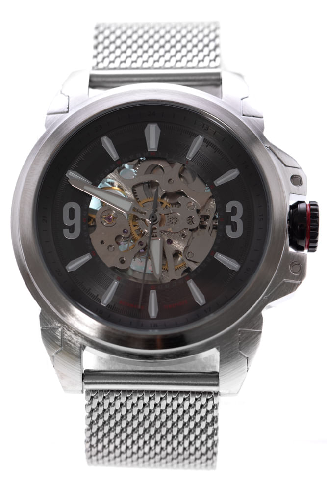 Relógio Automático Masculino Chilli Beans Ônix Prata RE.MT.1281.2207 G