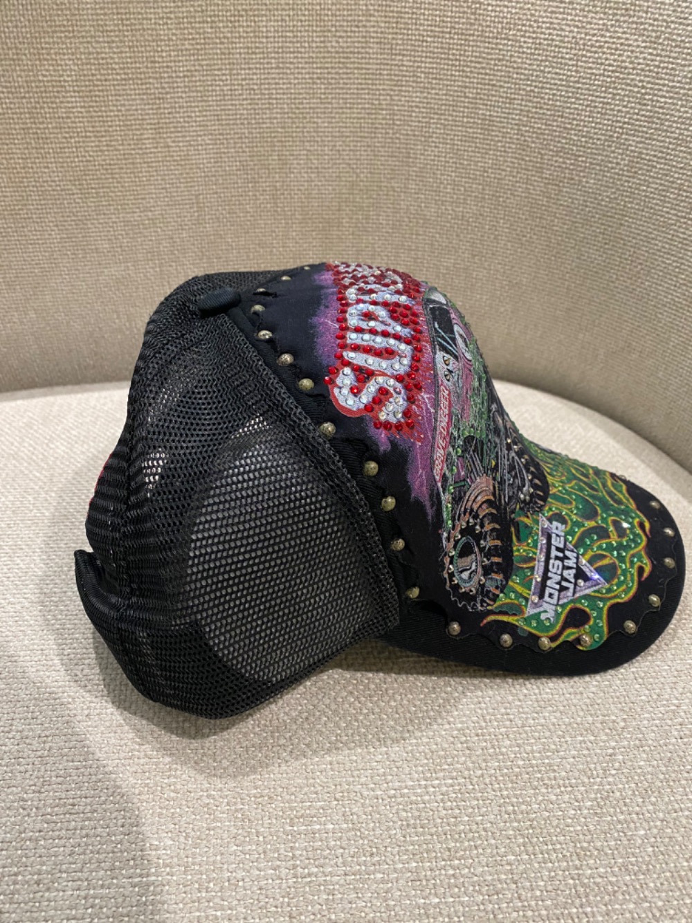 Monster Jam x Grave Digger x Supreme Boné Mesh Back 5-Panel Black SS26-W16 — Único, Novo