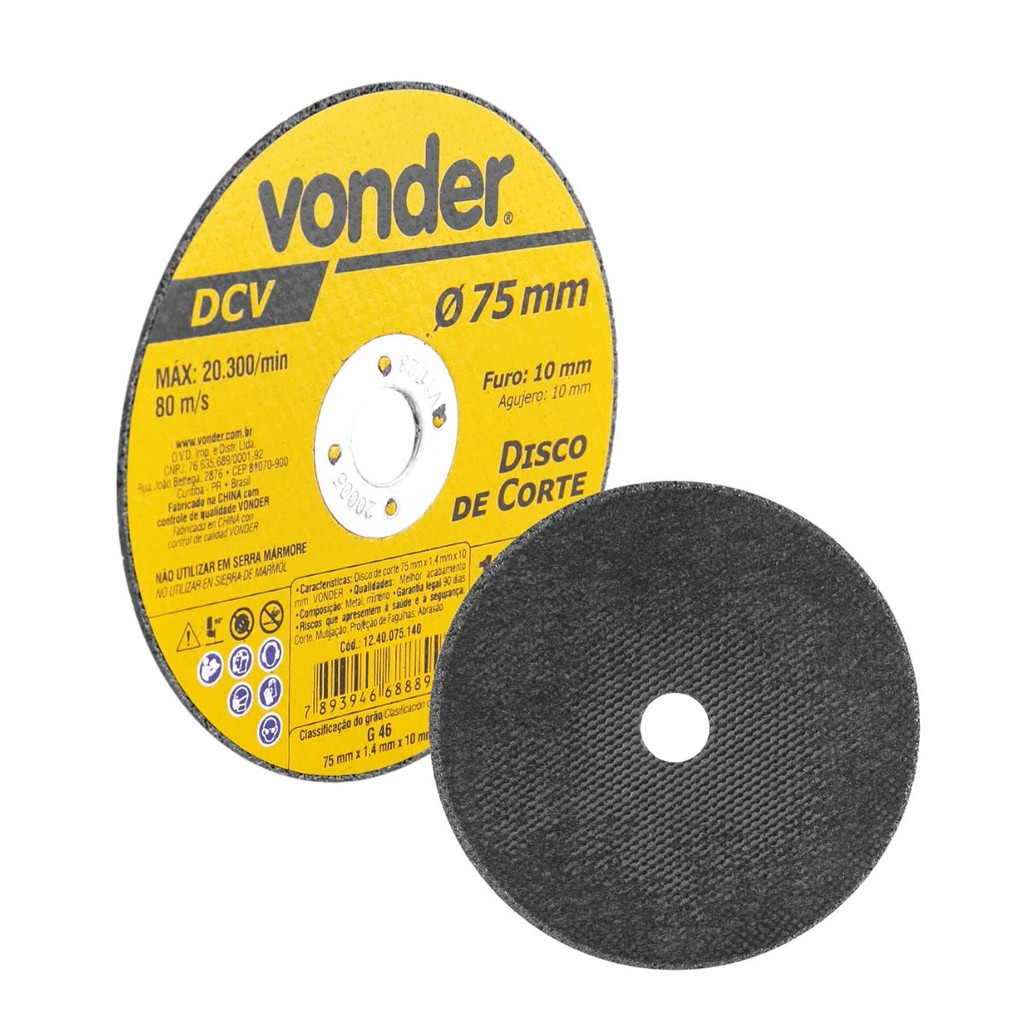 Disco de Corte 75mm Tipo 41 para Metal e Inox DCV Vonder