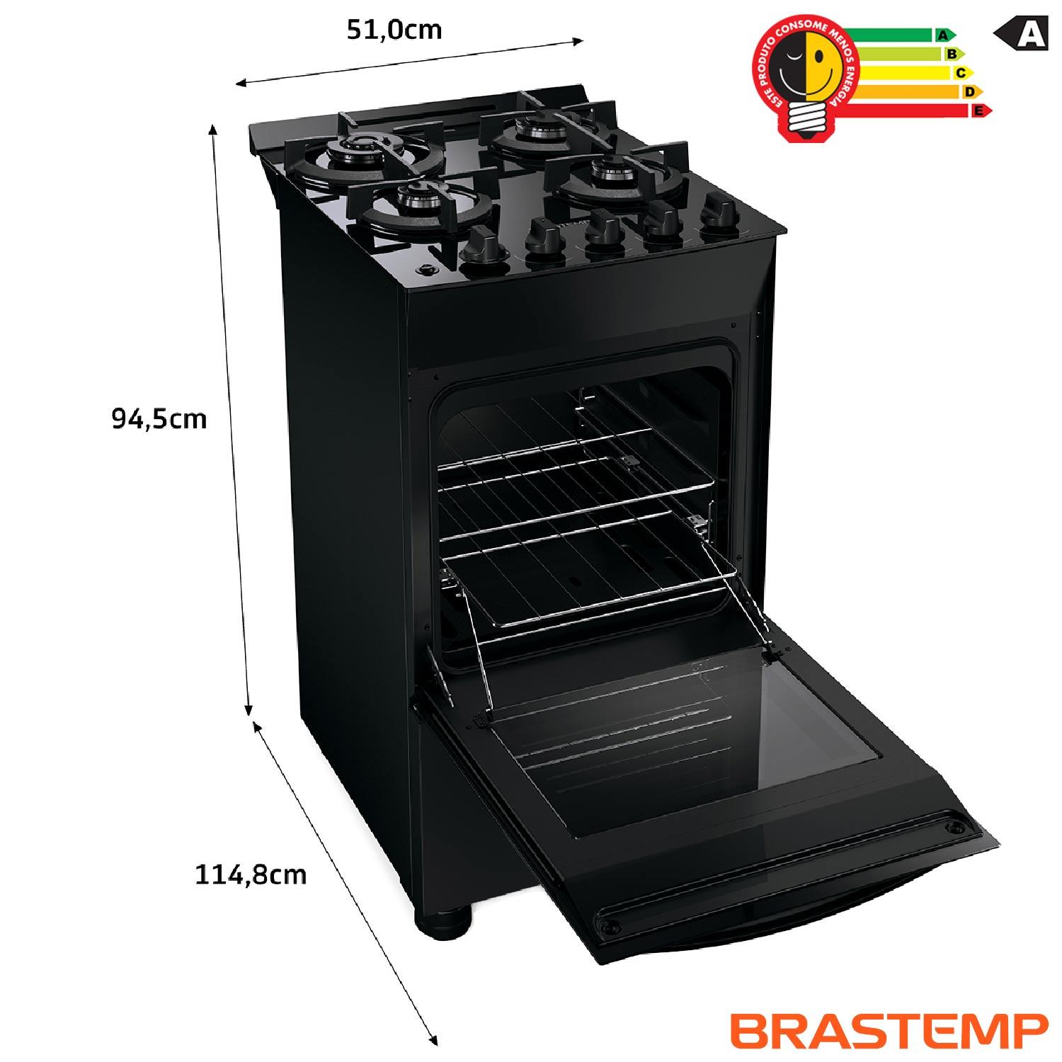 Foto 3 de Fogão de Piso Brastemp de 04 Piso com Mesa de Vidro e Dupla Chama Preto - BFO4XAE