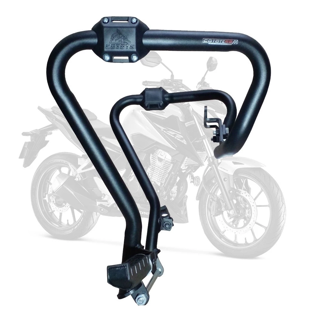 Protetor de Motor e Carenagem Coyote Preto com Pedais - CB 300 F Twister ano 2023 em Diante - Honda
