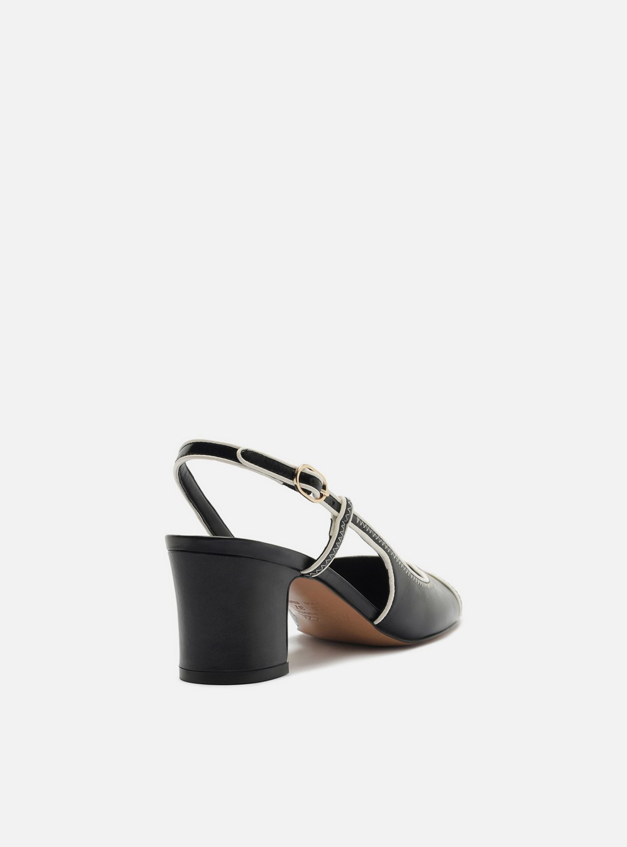 Foto 3 de Scarpin Preto Salto Bloco Fivela Slingback