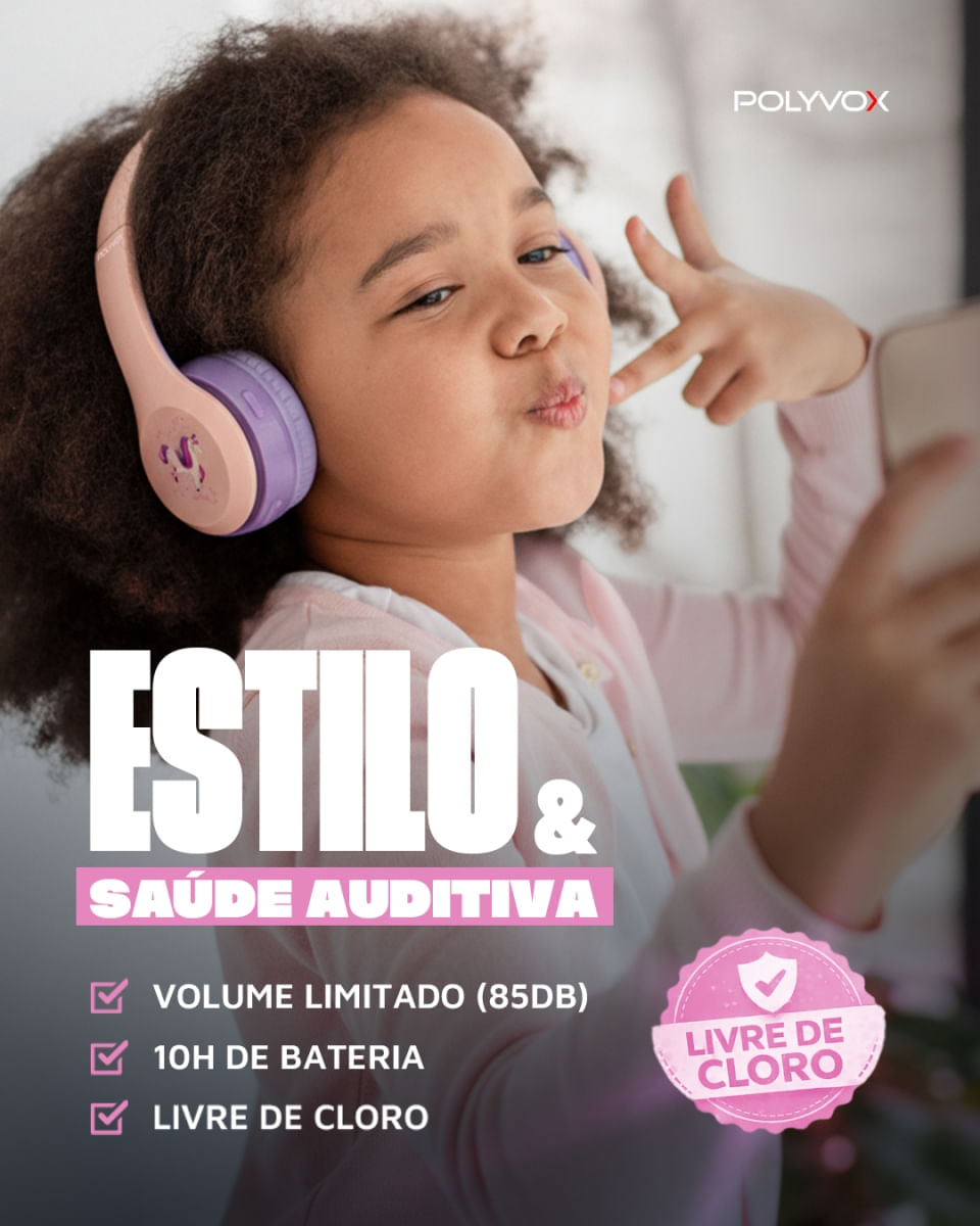 Foto 5 de Fone de Ouvido Polyvox Magia Infantil Bluetooth Rosa