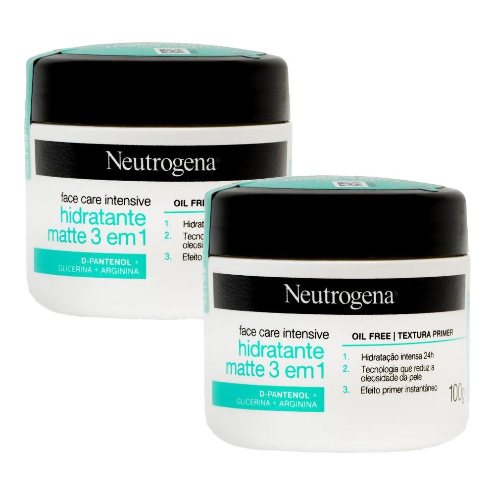Kit com 2 Hidratante Facial Matte 3 em 1 Neutrogena Face Care Intensive 100g cada