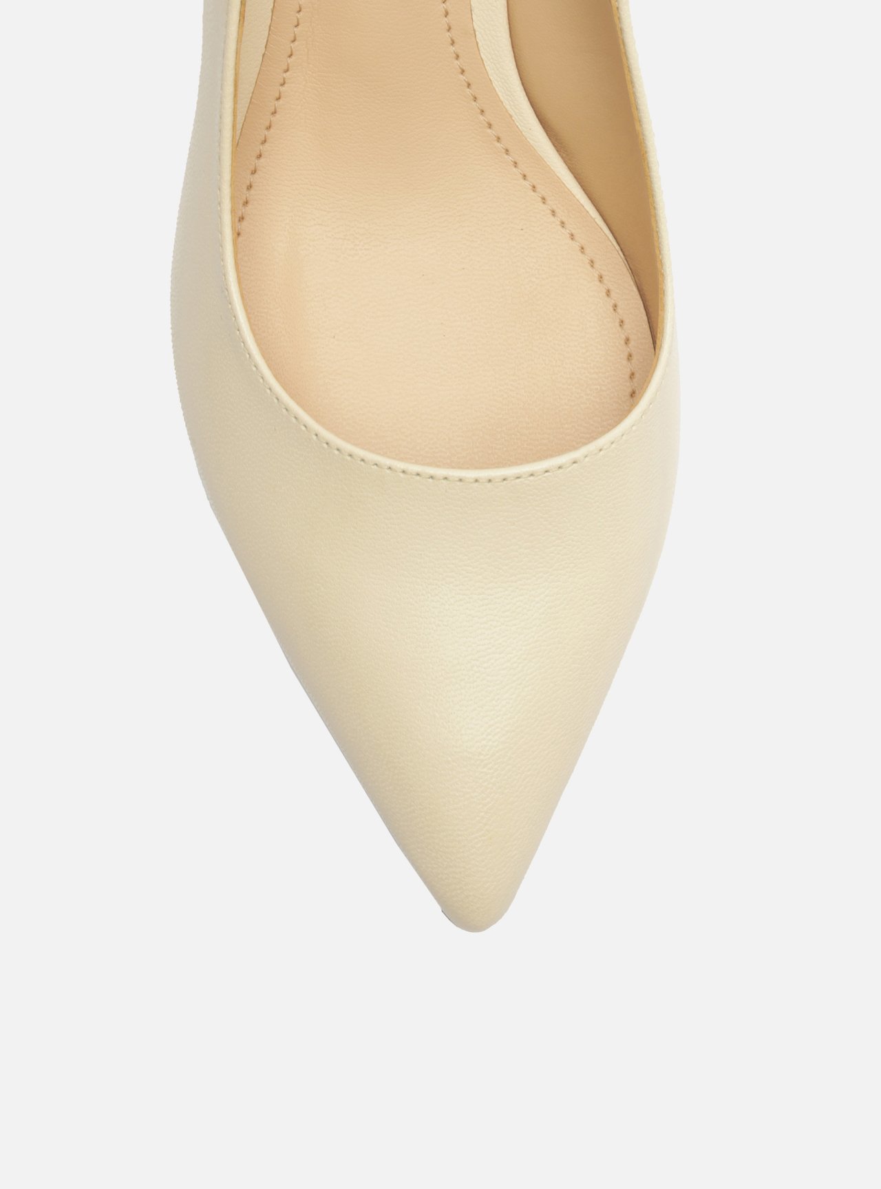 Foto 5 de Scarpin Off-White Couro Bico Fino Slingback
