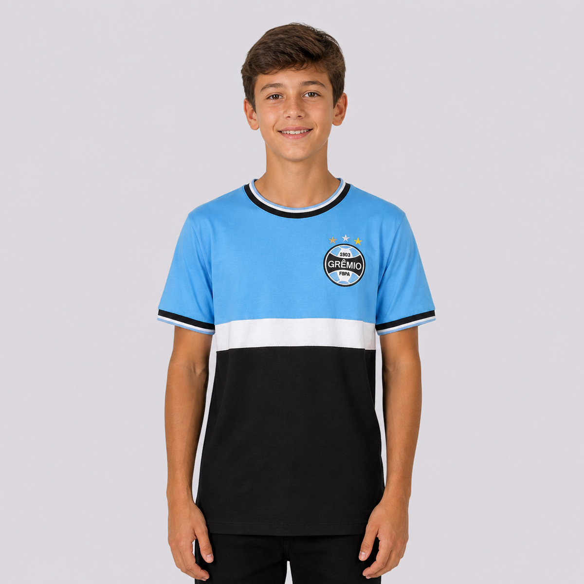 Camisa Grêmio Classic Juvenil Tricolor Azul