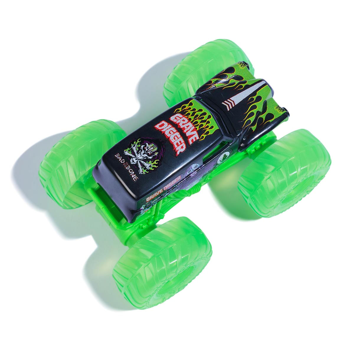 Foto 4 de Monster Jam Carrinho Grave Digger 1:43 C/ Rodas Neon E Luz