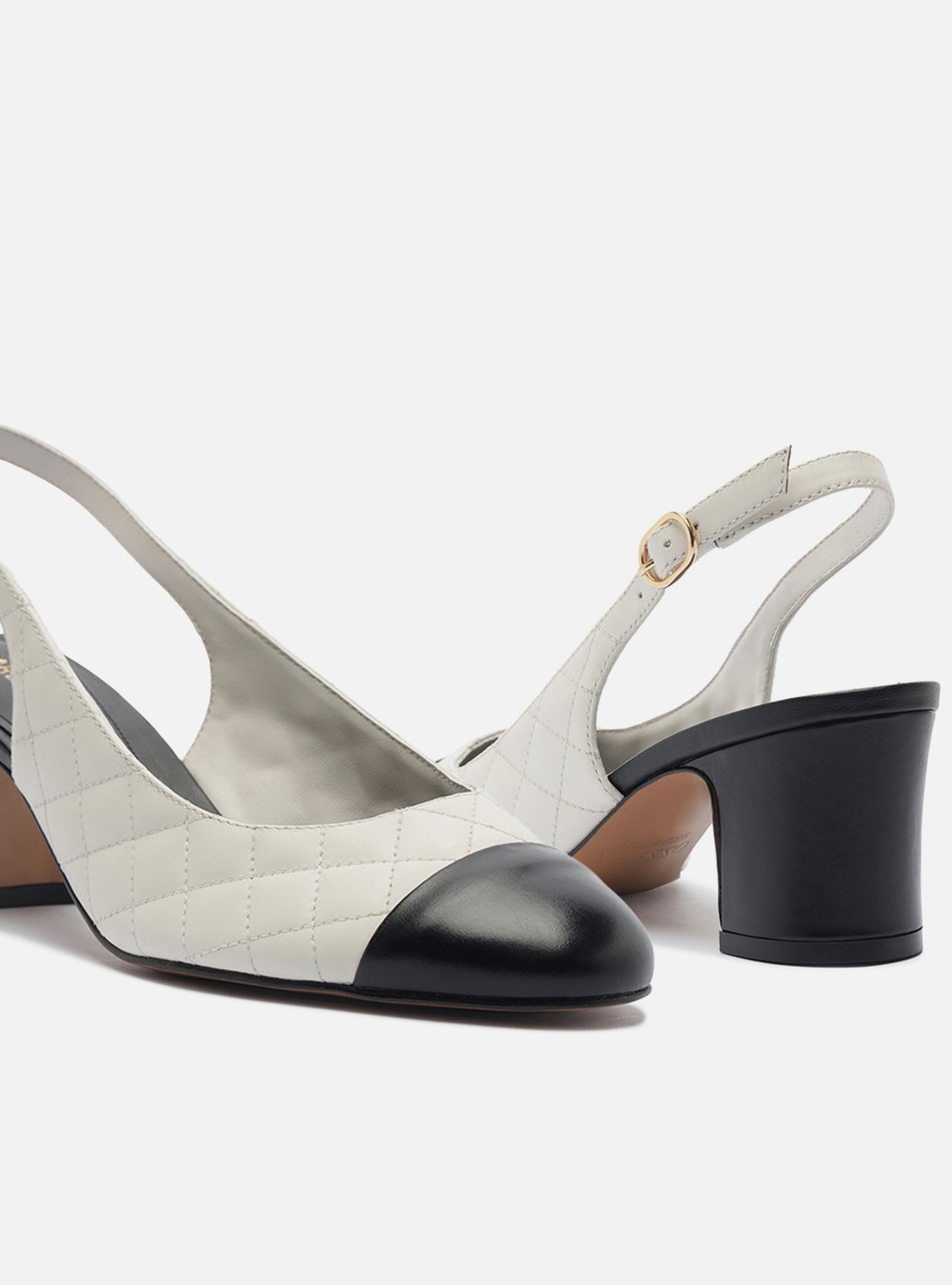 Foto 4 de Scarpin Multineutro Couro Salto Bloco Fivela Slingback