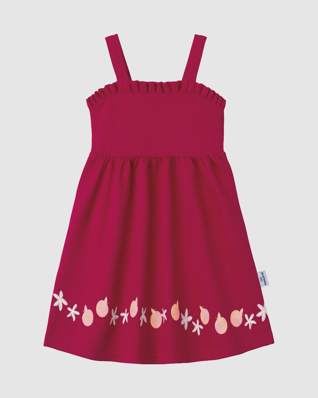 Vestido Infantil Alça Com Babado Em Malha Texturizada Malwee Kids — Rosa - 8