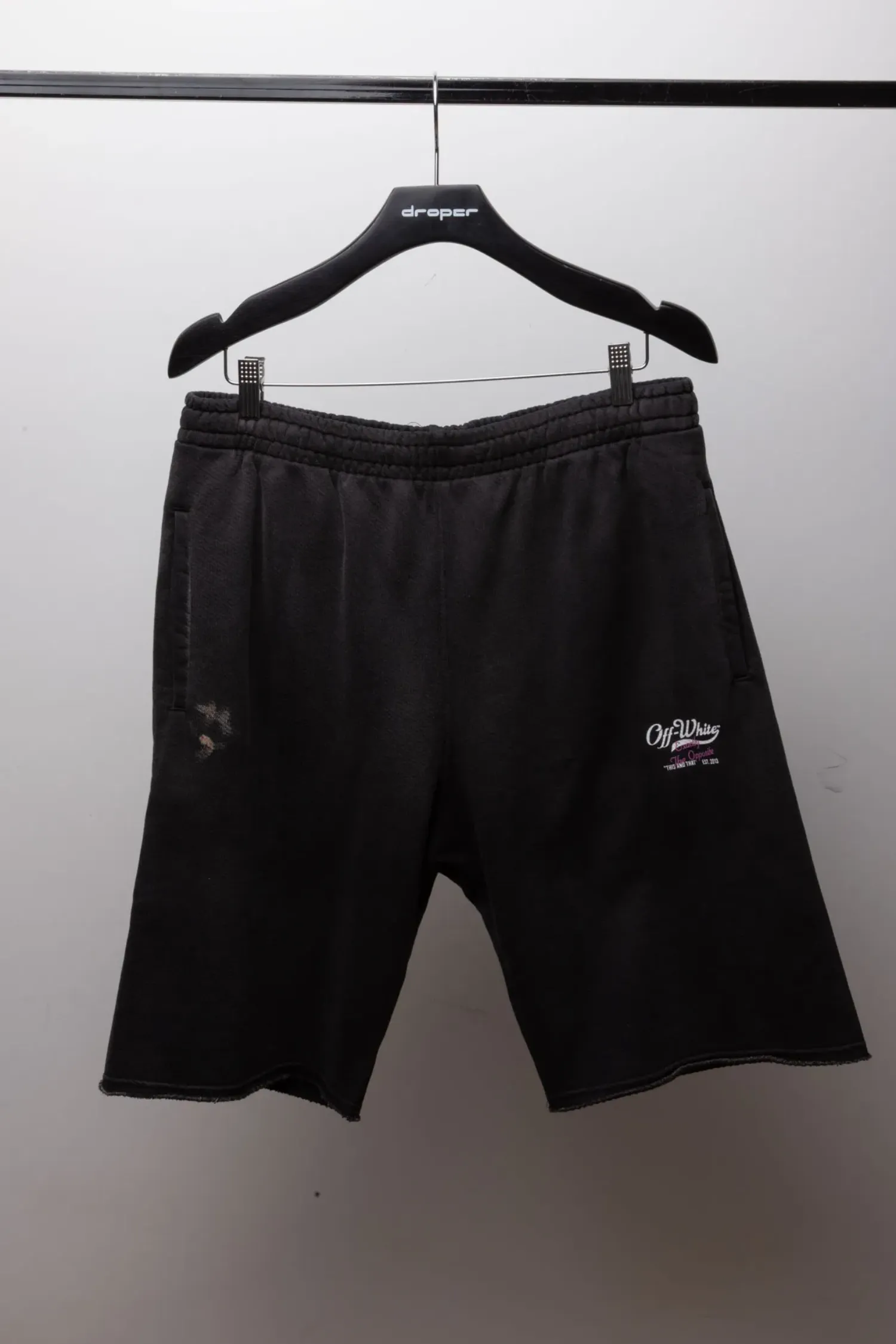 Shorts Off-White Wave Off Cotton Track Black — XG, Novo