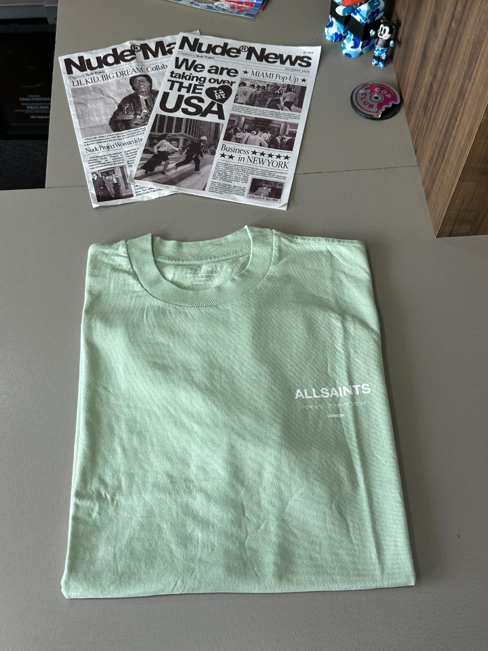 Camiseta AllSaints Underground Oversized Celadon Green — M, Novo