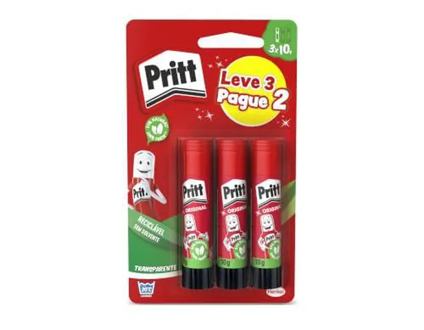 Kit Cola Bastão Pritt Escolar e Escritório 3x10g