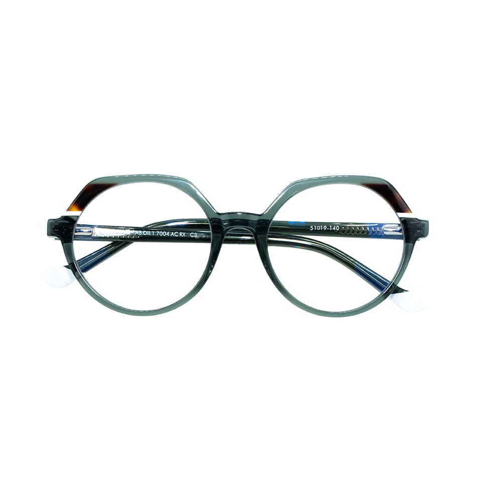 Foto 3 de Armação para Óculos de Grau Feminino Dii Collection 1 7004 Verde Militar com Marrom