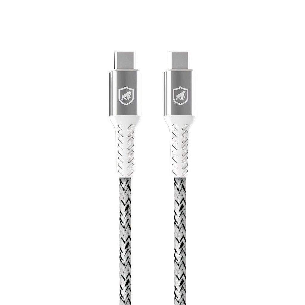 Gshield Cabo de Dados e Carregamento Tipo C/Tipo C 1,5M em Nylon Kevlar Resistente, Branco