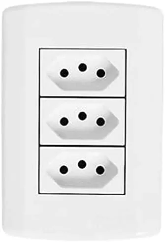 3 TOMADAS 2P+T 10A 250V C/ PLACA 4X2 PLUZIE