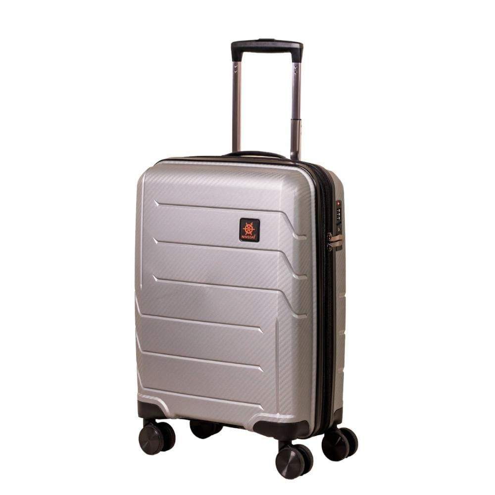 Mala de Bordo 55L Polipropileno Expansível Cadeado TSA Cinza Navegat