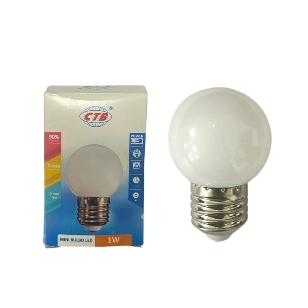 Lâmpada Bolinha Mini Bulbo 127v 1w E27 Luz Branco Frio