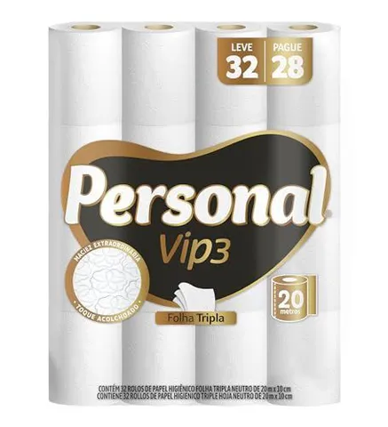 Papel Higiênico Vip Folha Tripla 32 Rolos