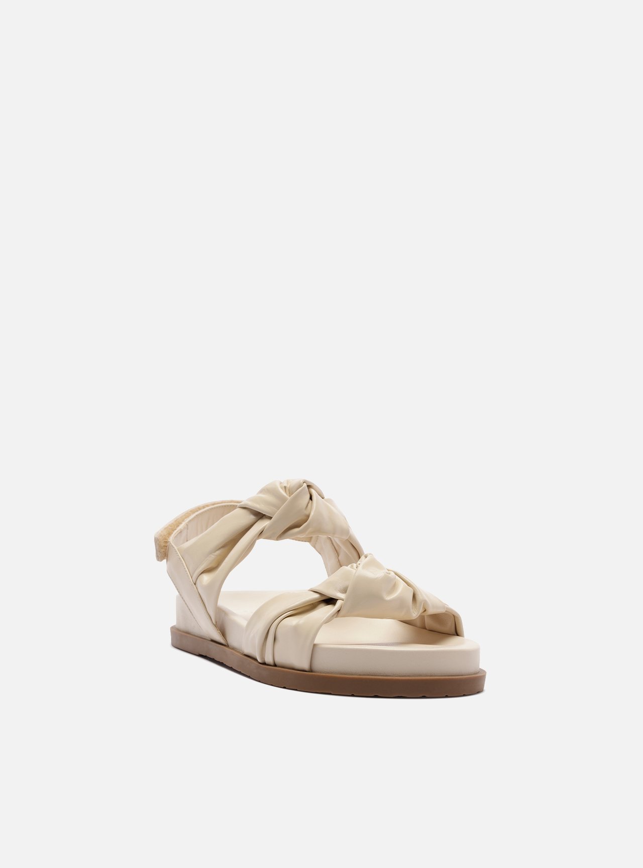 Foto 2 de Sandália Papete Off White Couro Nós Velcro