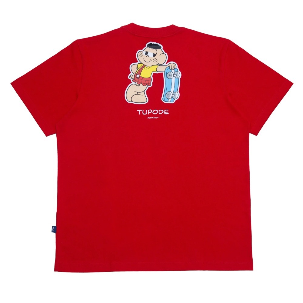 Turma da Mônica x TUPODE Camiseta Cascão Skatebooo Vermelho — P / M / G / XG / XXG, Novo