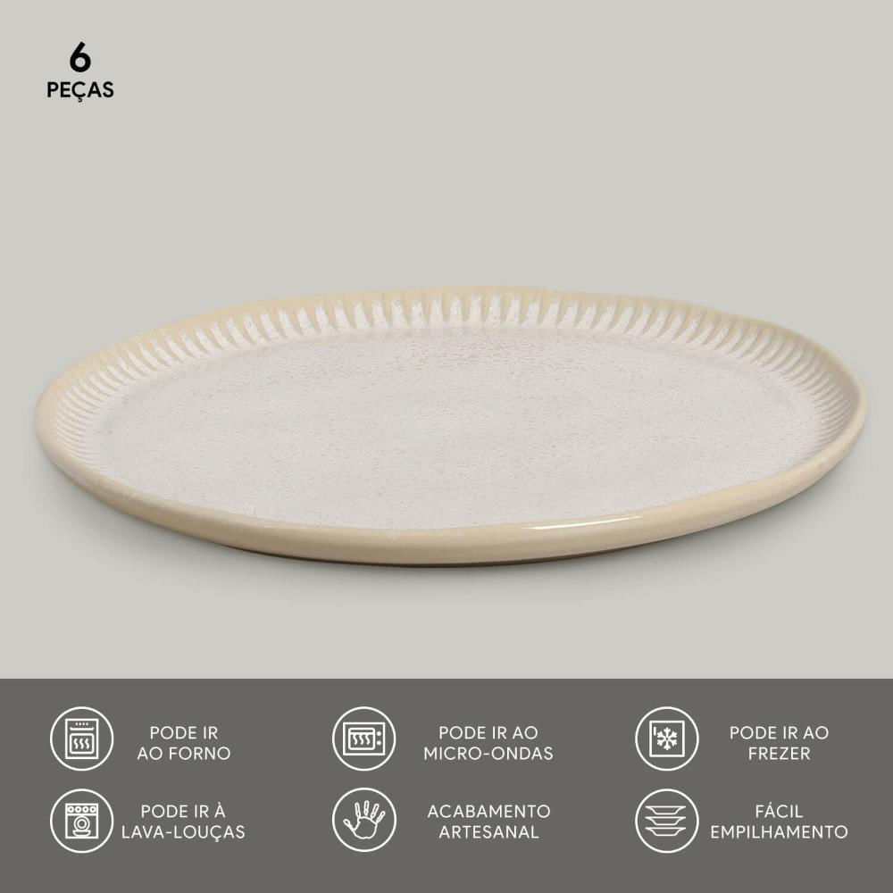 Foto 3 de Conjunto com 6 Pratos Raso Linhas Latte Ø27,5cm