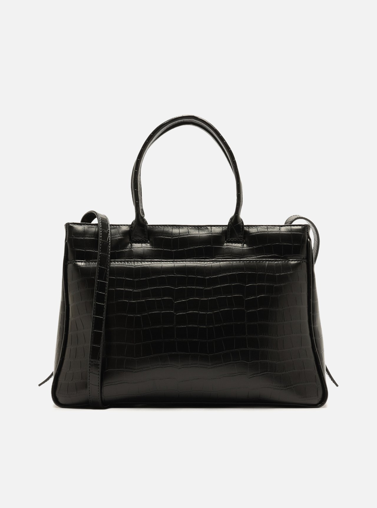 Foto 3 de Bolsa Tote Preta Média Croco Metais