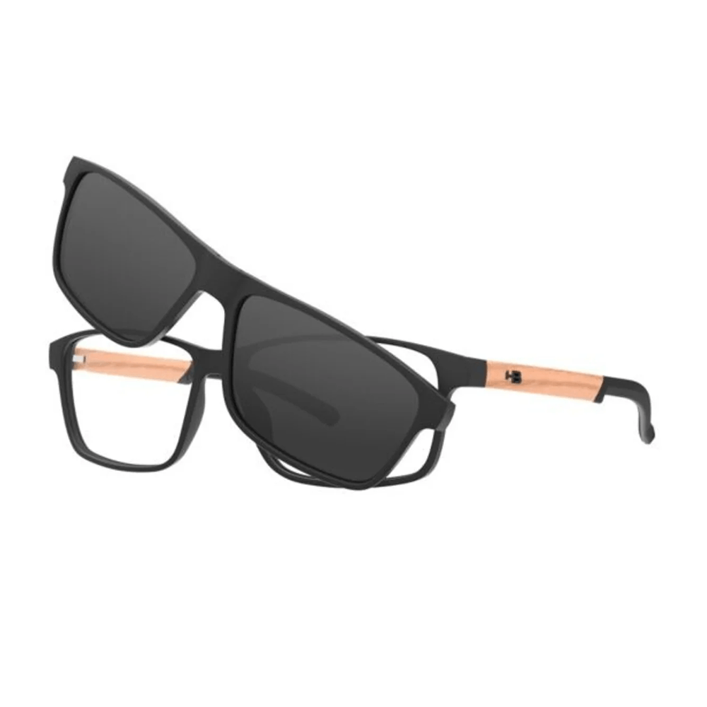 Armação de Óculos de Grau HB 0538 Masculino Quadrado Acetato Matte Black