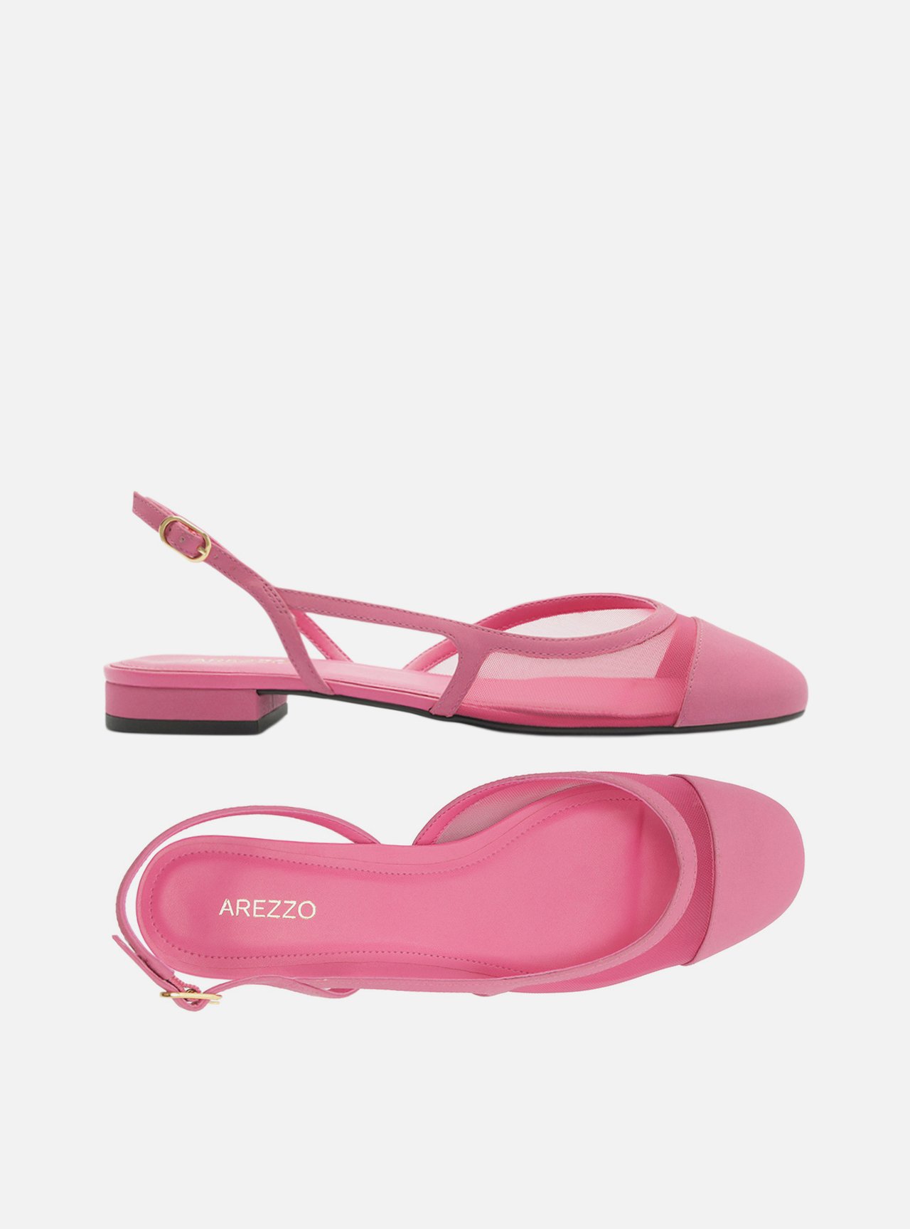 Foto 5 de Sapatilha Rosa Tela Bico Redondo Fivela
