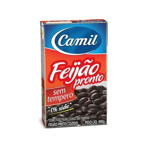 FEIJAO PRONTO PRETO sem TEMPERO Camil CX 490G
