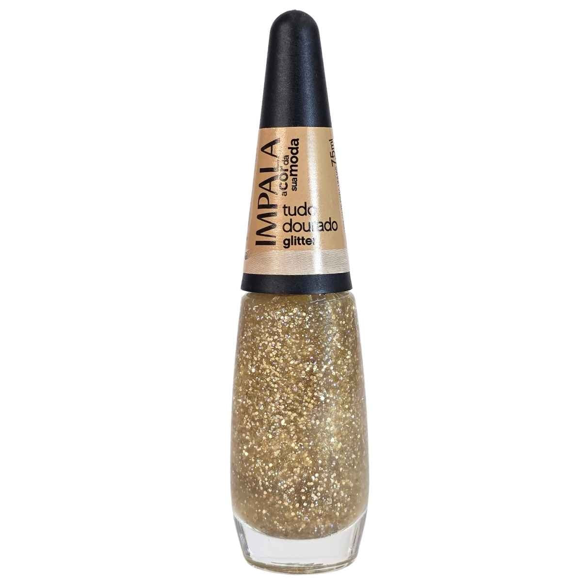 Esmalte Glitter Tudo Dourado A Cor Da Sua Moda Impala 7,5 Ml