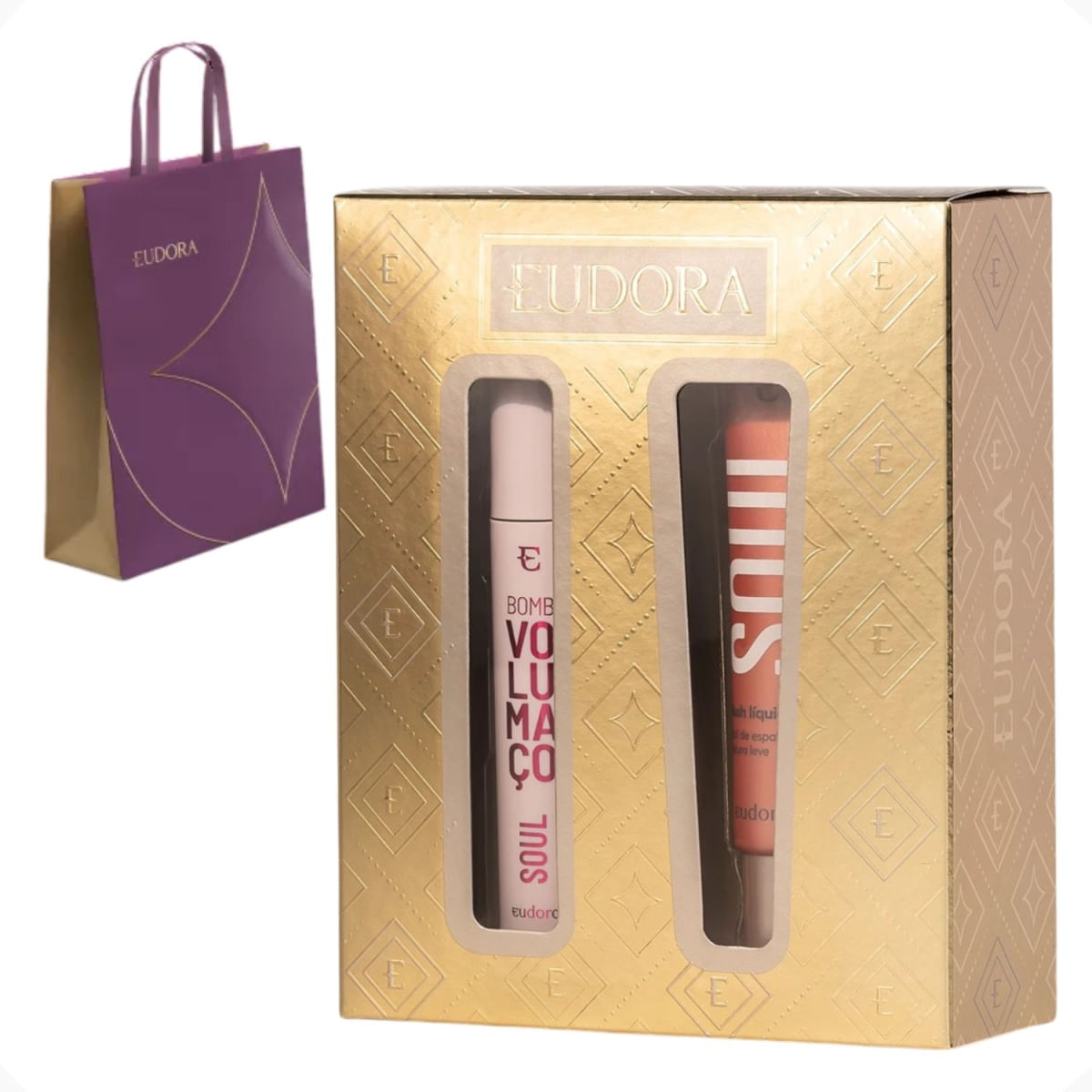 Kit Presente Eudora Soul Máscara De Cílios Volumaço + Blush Líquido Pêssego Saudável Ref 86285