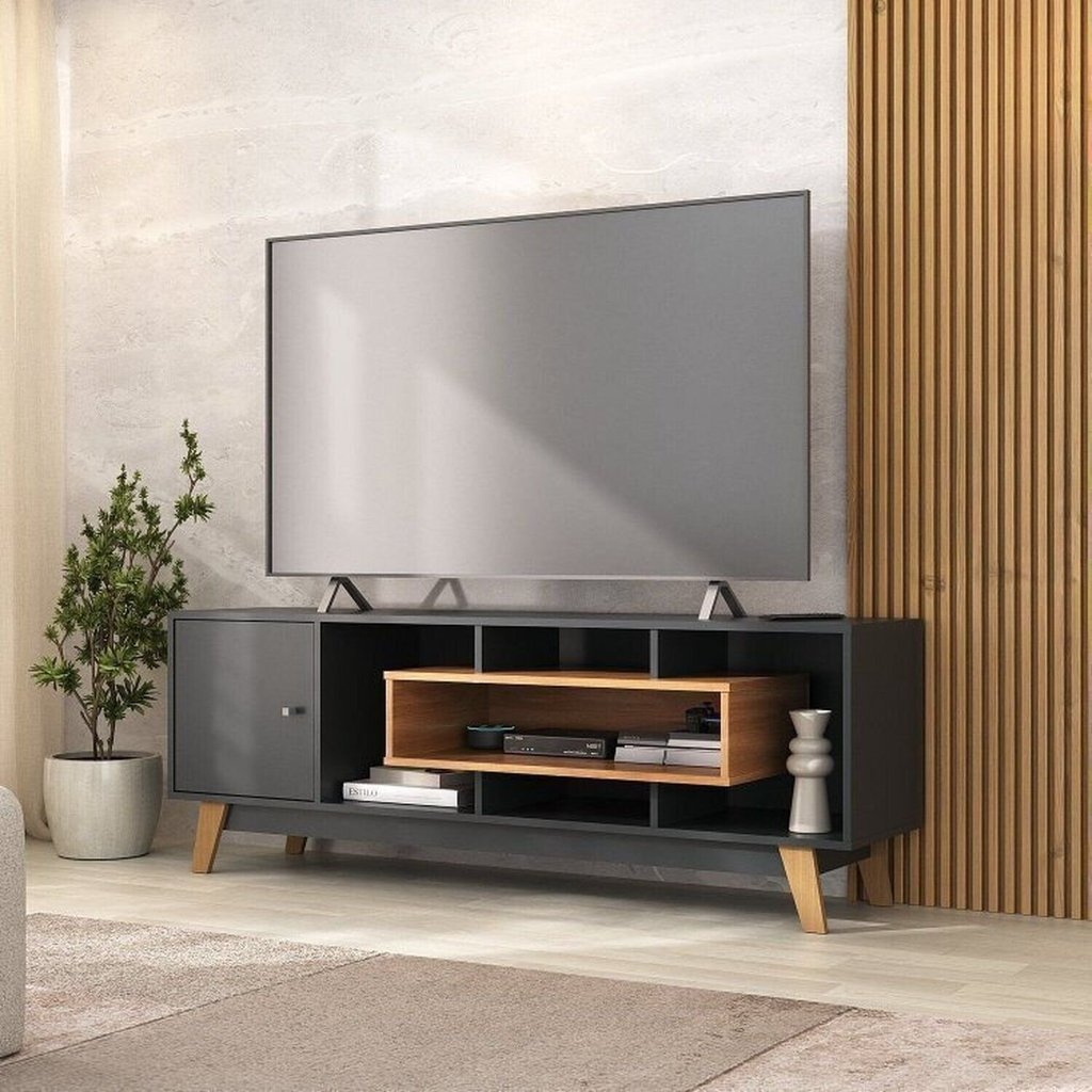 Foto 2 de Estante para TV e Home Theater até 65 Polegadas 274CMX181CM 4 Portas Elegance Yescasa Grafite/Nogal